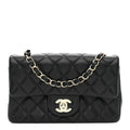 Lambskin Quilted Mini Rectangular Flap Black