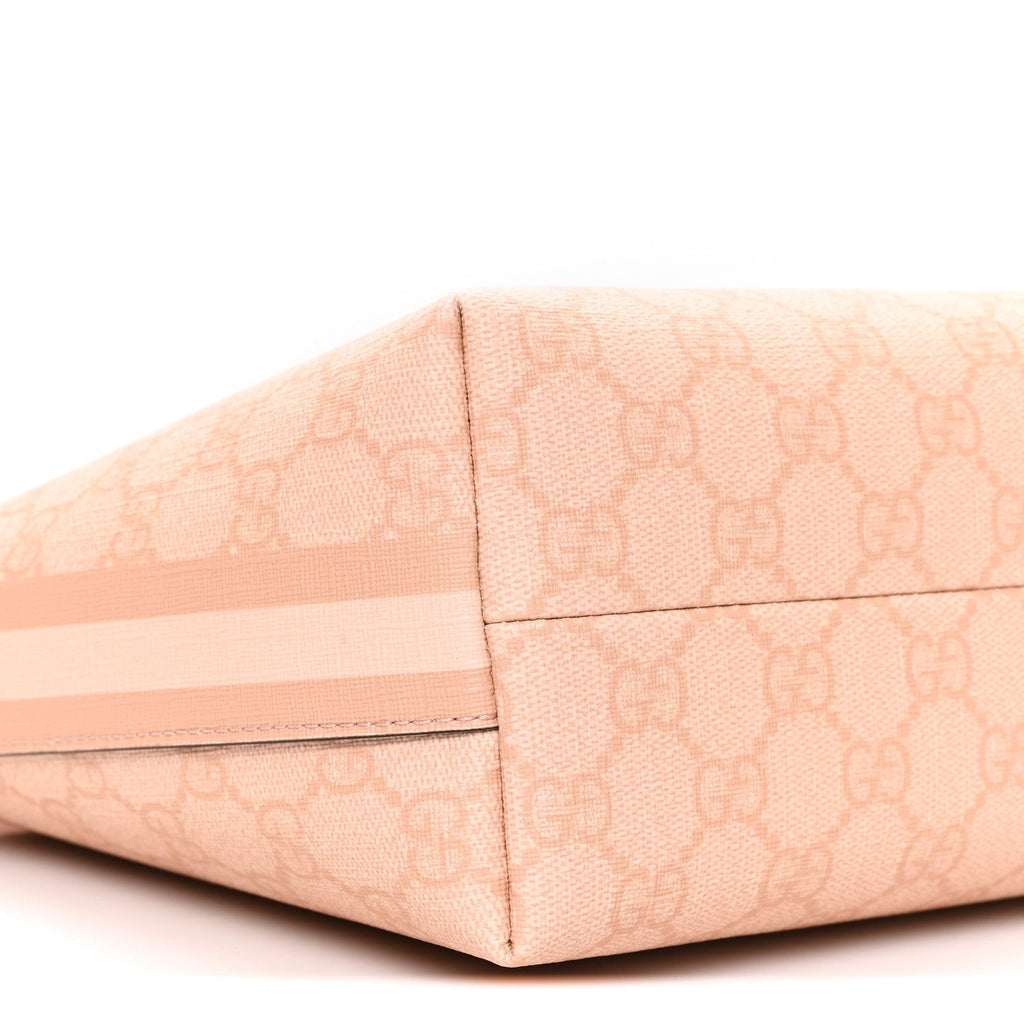GG Supreme Monogram Textured Calfskin Web Super Mini Ophidia Shoulder Bag Pink
