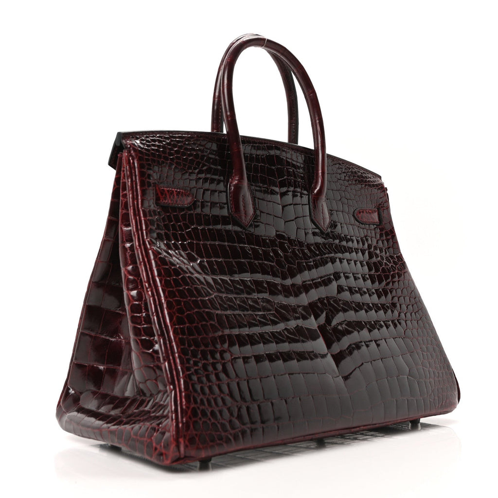 Shiny Porosus Crocodile Birkin 35 Bourgogne