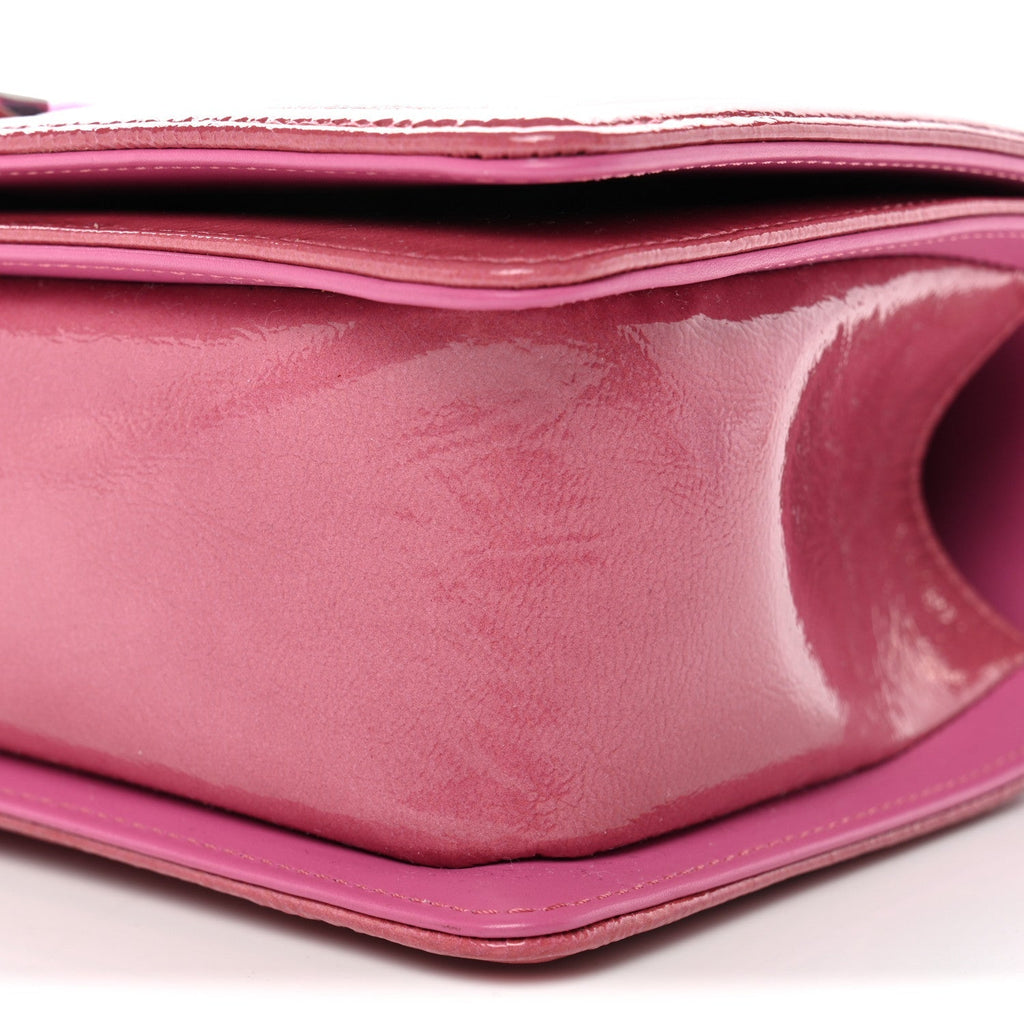 Patent Tweed Medium Boy Flap Fuchsia