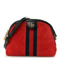 Suede Patent Web GG Small Ophidia Dome Shoulder Bag Hibiscus Red