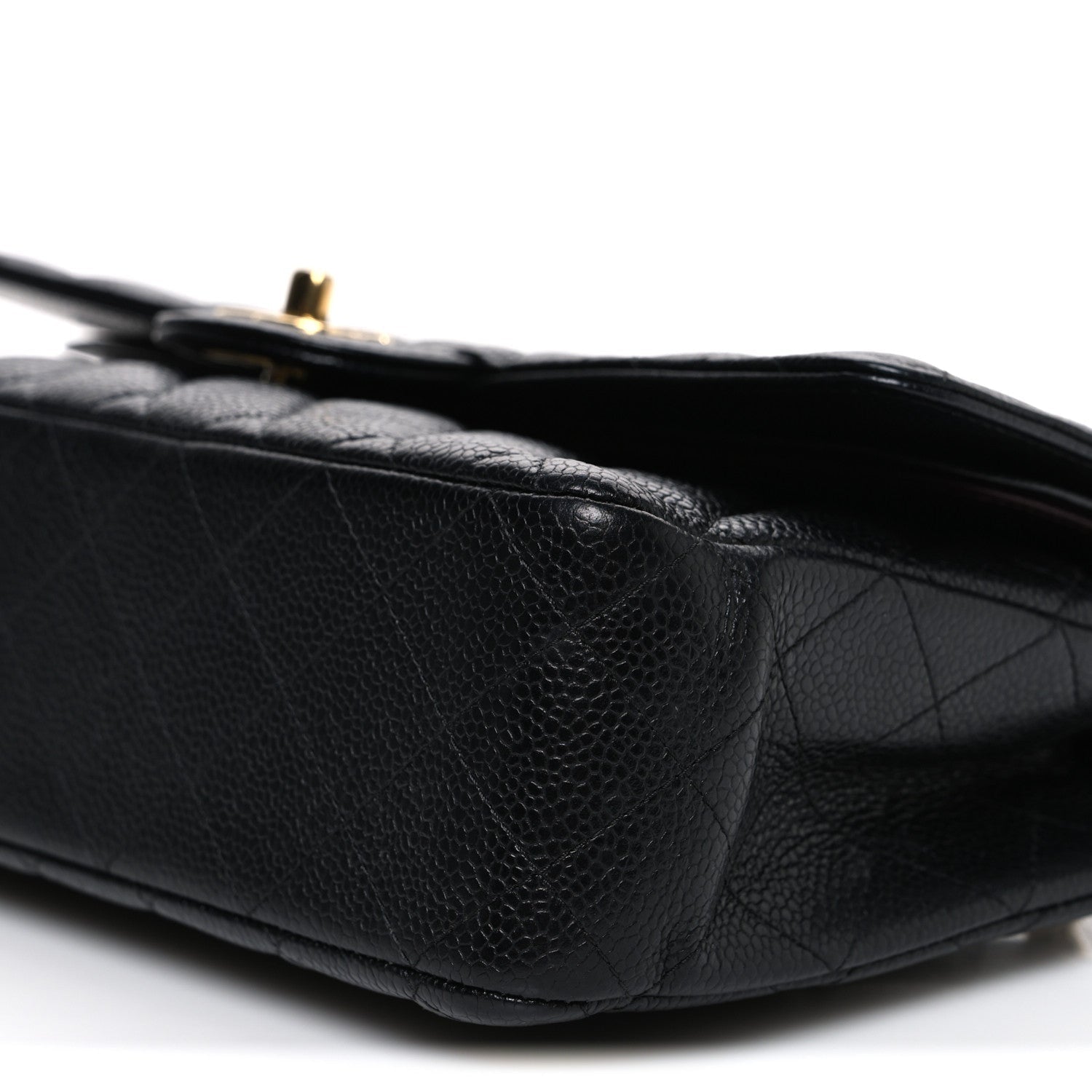 Caviar Quilted Medium Double Flap Black