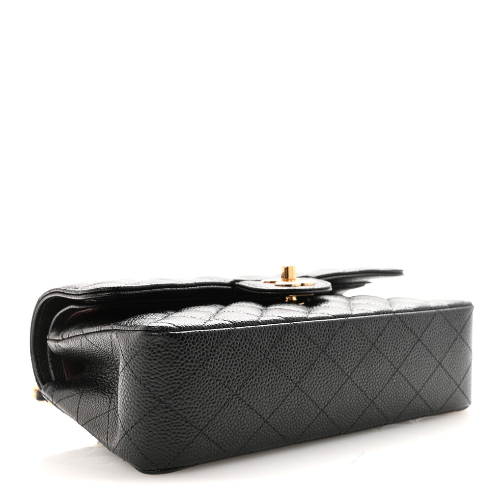 Caviar Quilted Small Double Flap Black