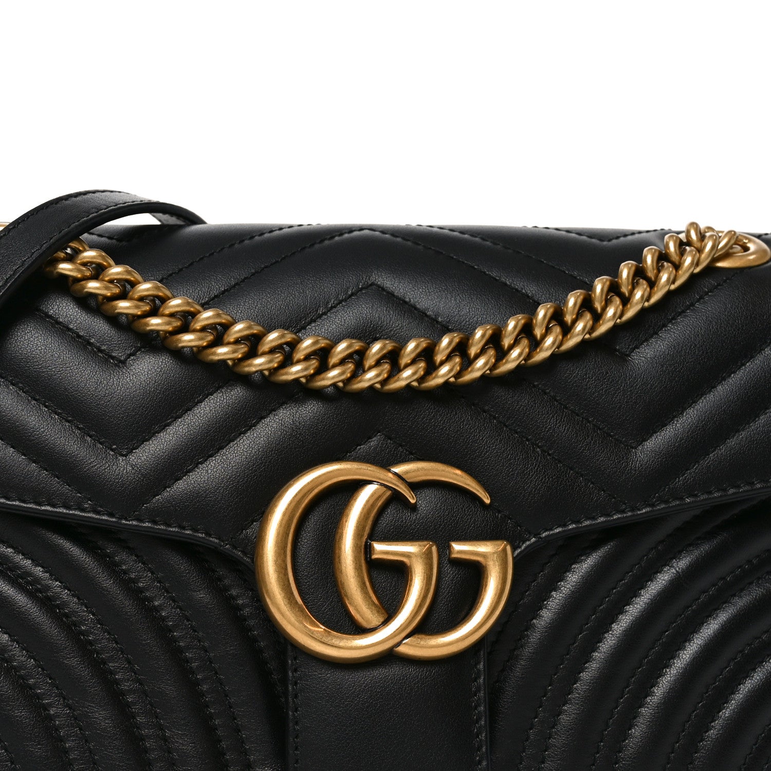 Calfskin Matelasse Small GG Marmont Shoulder Bag Black