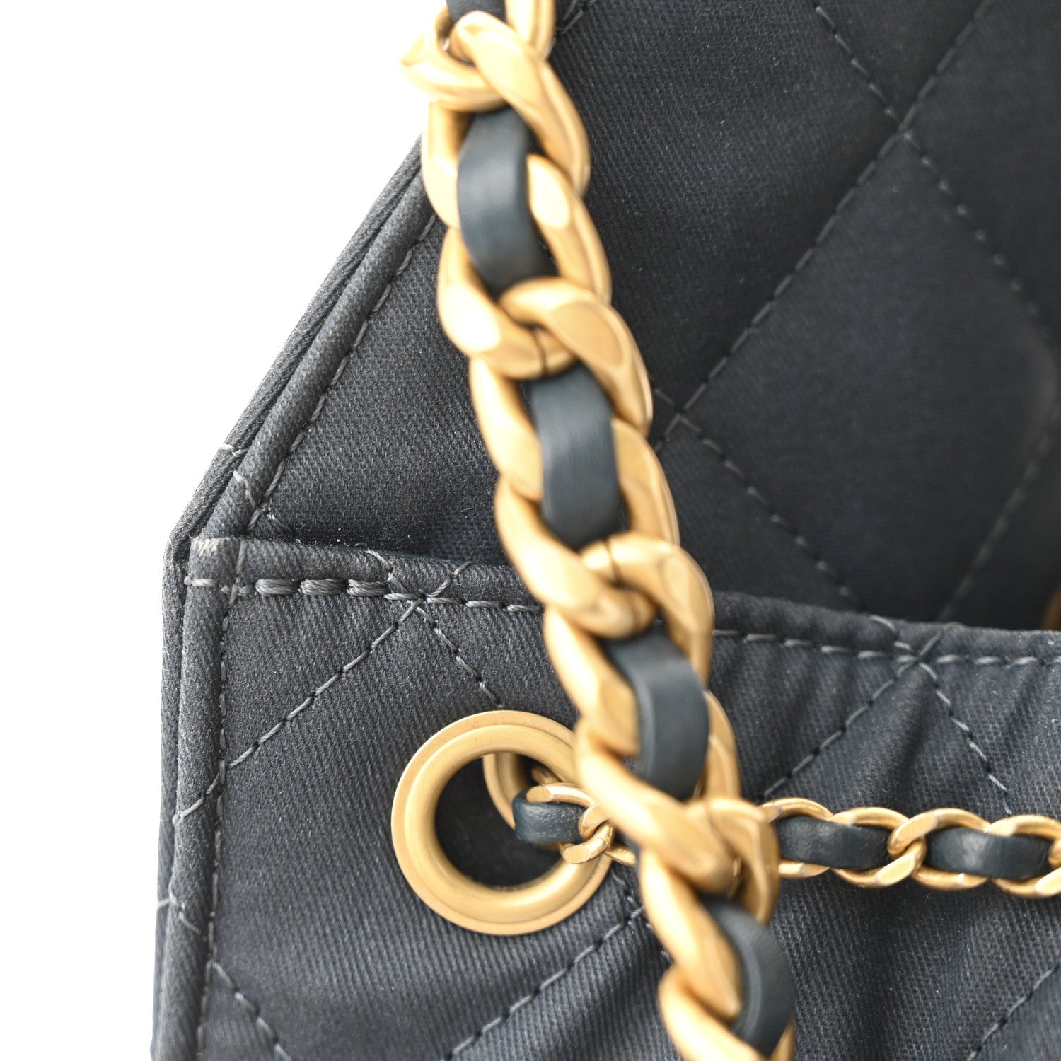 Canvas Quilted Medium Chanel 25 Handbag Dark Blue