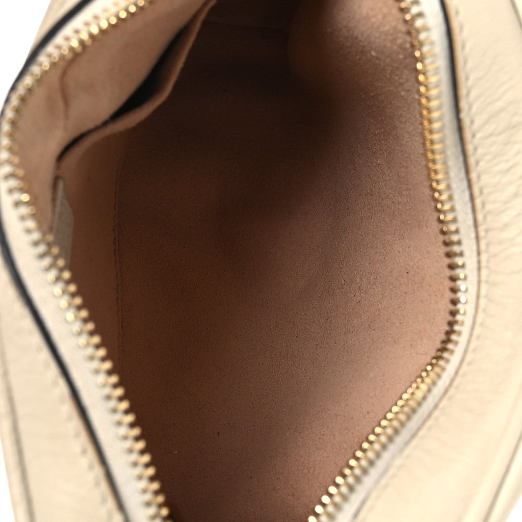 Textured Dollar Calfskin Web Mini Ophidia Shoulder Bag Mystic White