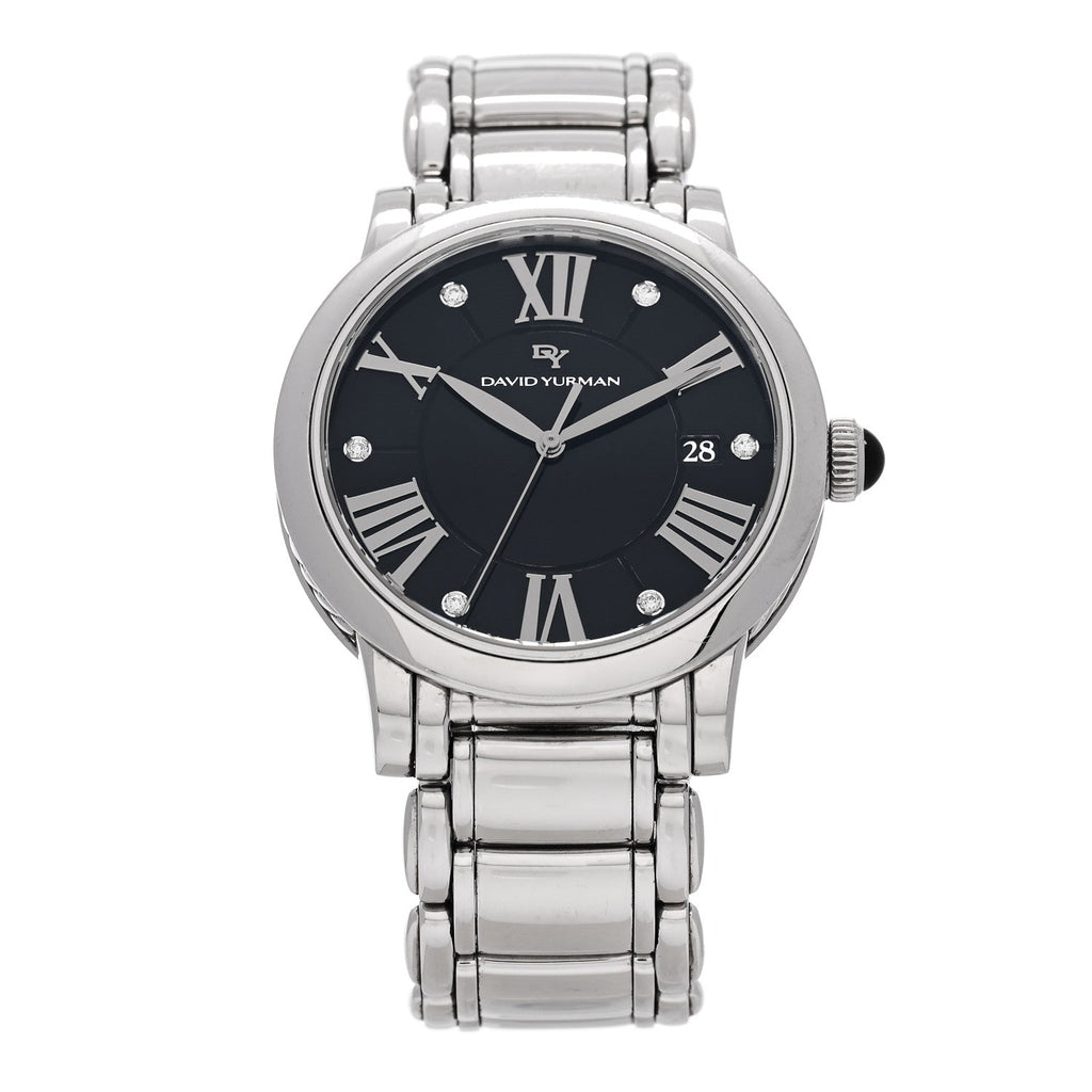 Stainless Steel Diamond 38mm Classic Quartz Watch Black