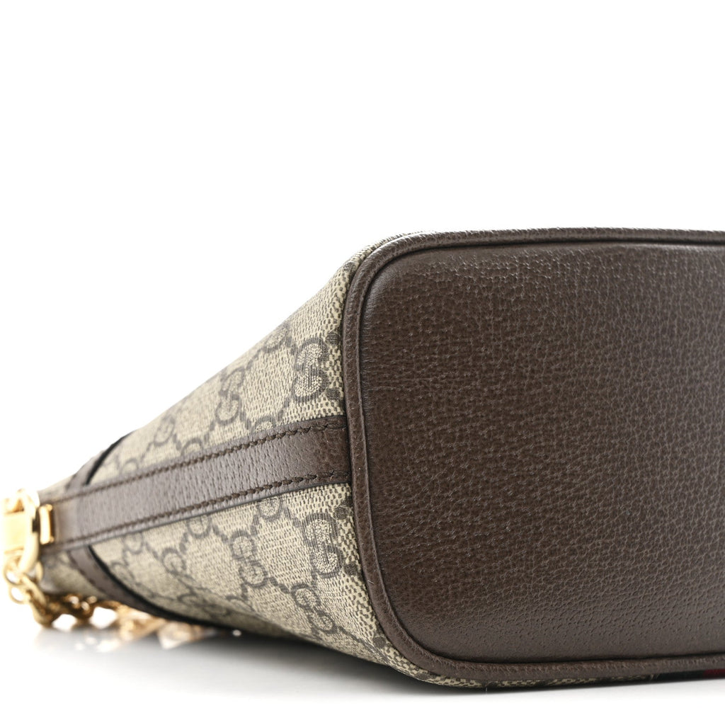 GG Supreme Monogram Web Ophidia Chain Shoulder Bag Brown