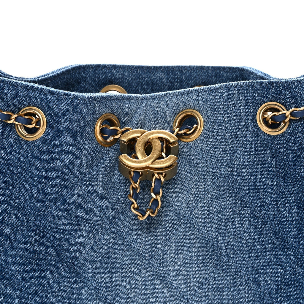 Washed Denim Quilted Mini Chanel 25 Handbag Blue