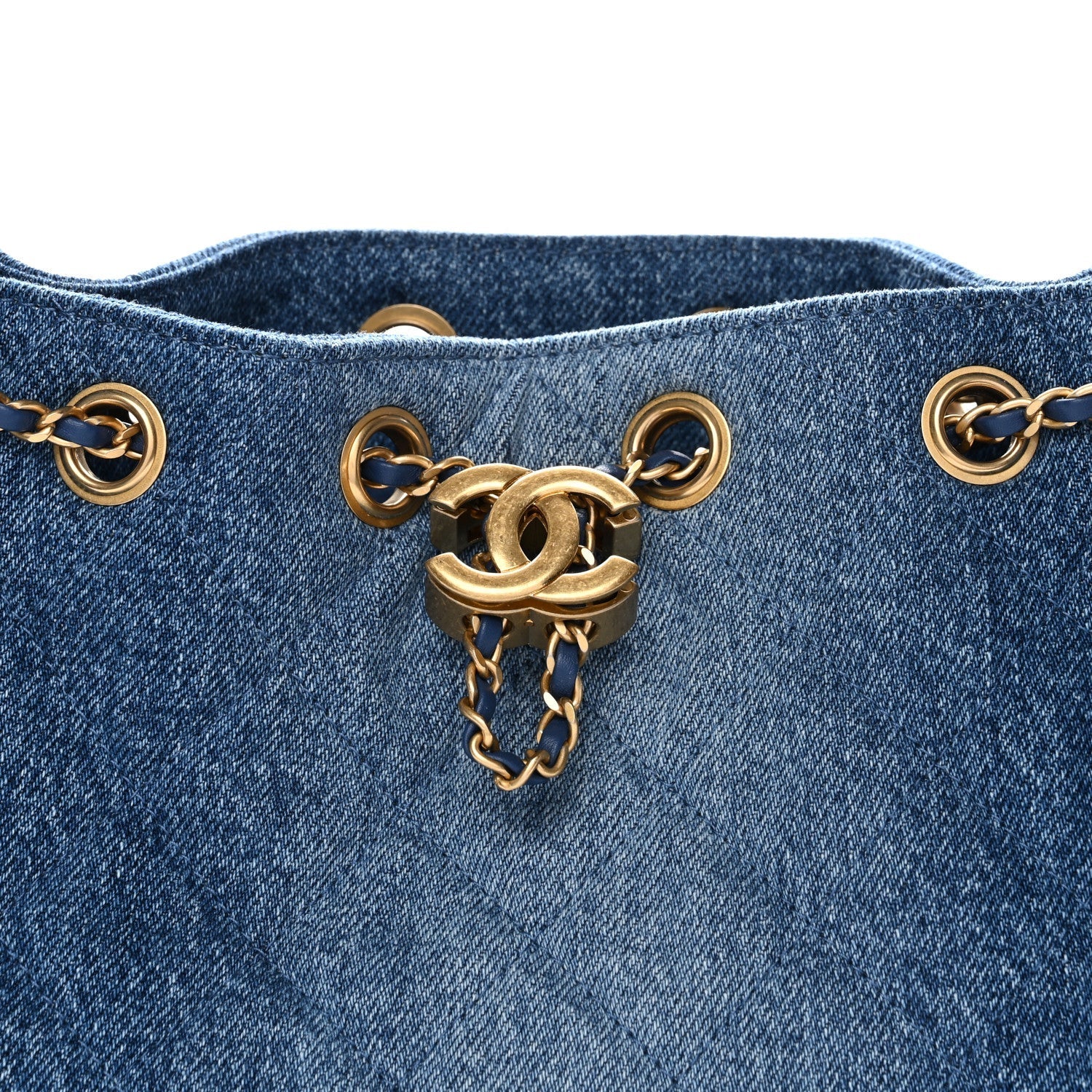 Washed Denim Quilted Mini Chanel 25 Handbag Blue