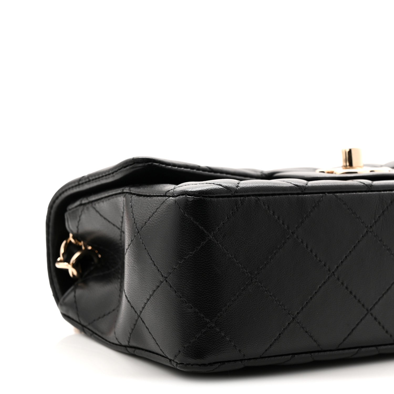 Lambskin Quilted Mini Rectangular Flap Black
