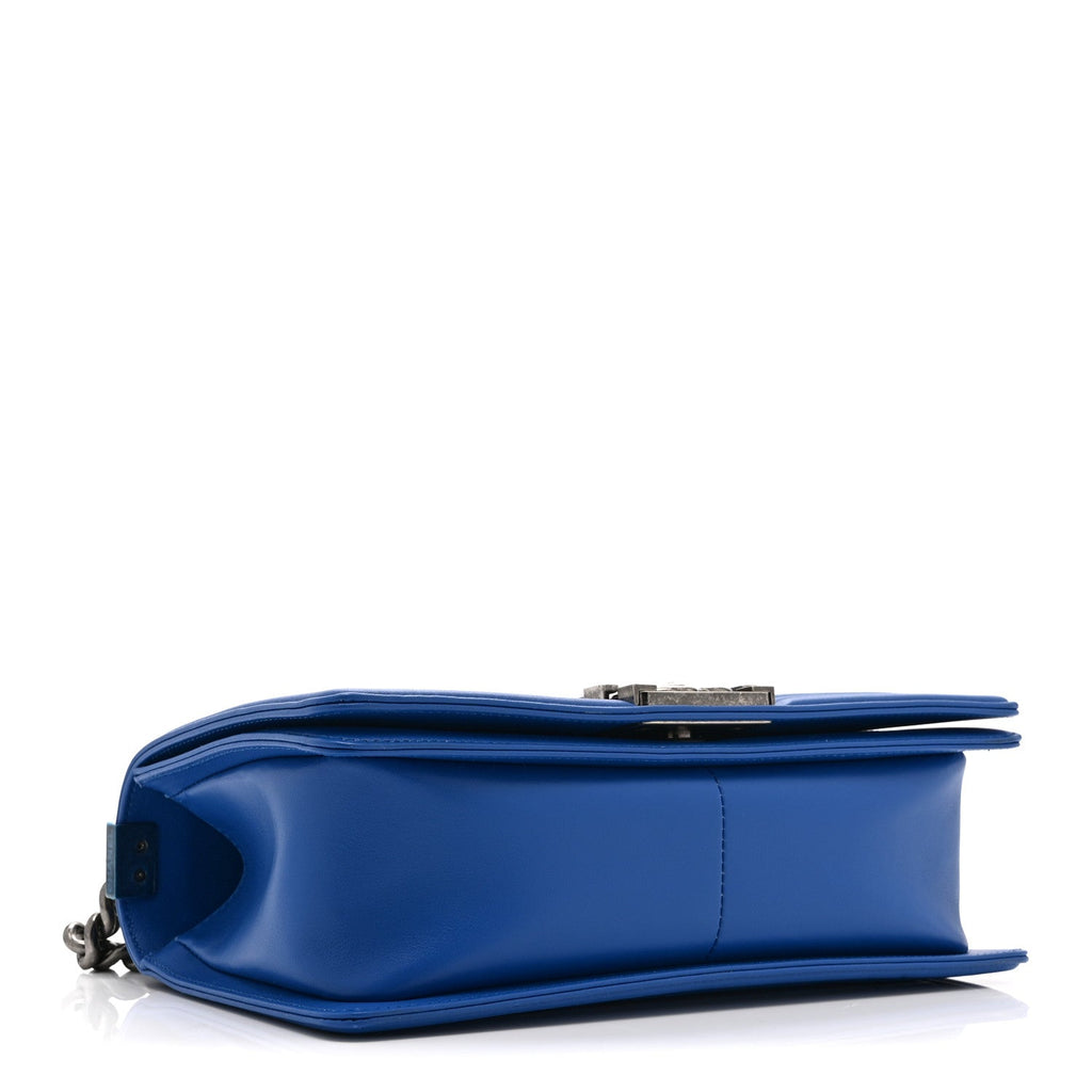 Lambskin Chevron Quilted Medium Boy Flap Blue