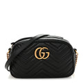 Calfskin Matelasse Small GG Marmont Chain Shoulder Bag Black