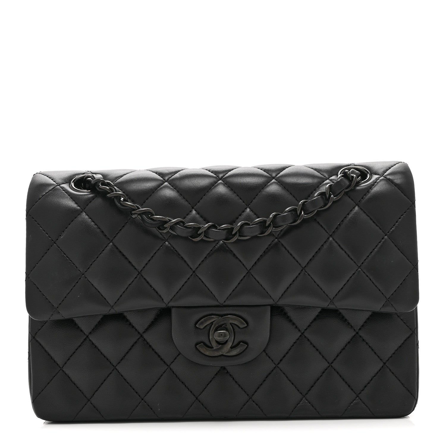 Lambskin Quilted Small Double Flap So Black