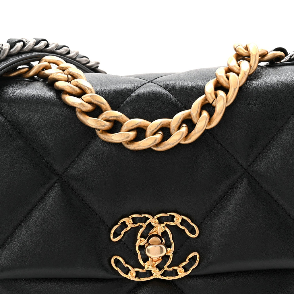 Lambskin Quilted Medium Chanel 19 Flap Black