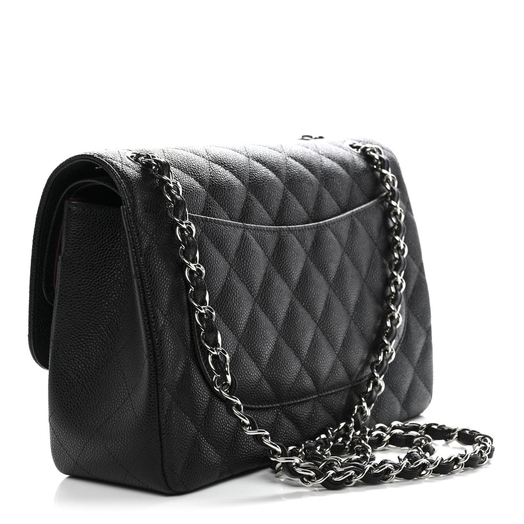 Caviar Quilted Jumbo Double Flap Black