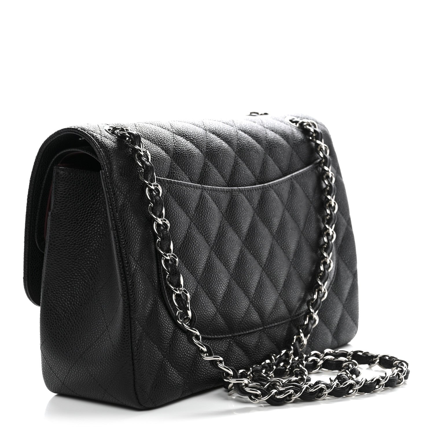 Caviar Quilted Jumbo Double Flap Black
