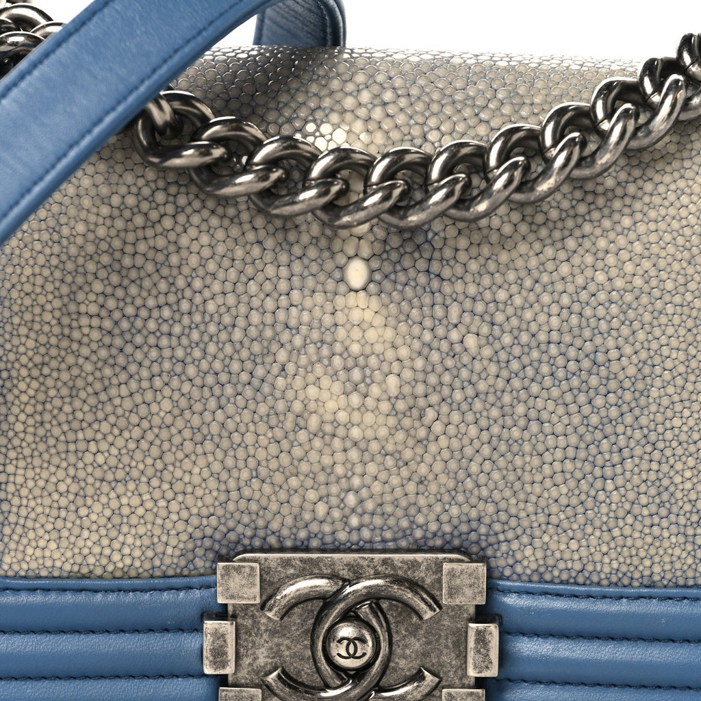 Galuchat Stingray Small Boy Flap Blue