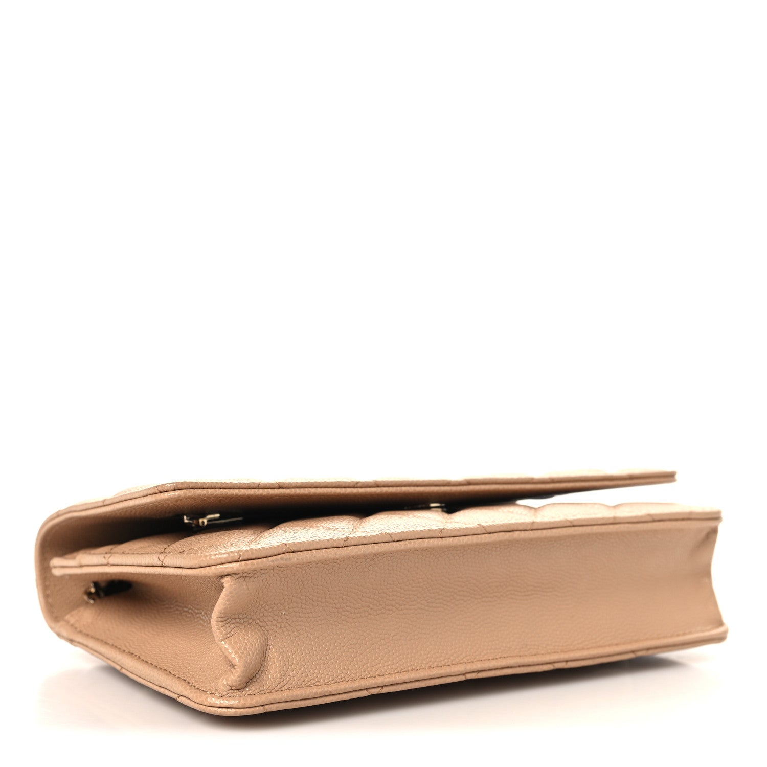 Caviar Quilted Wallet on Chain WOC Beige