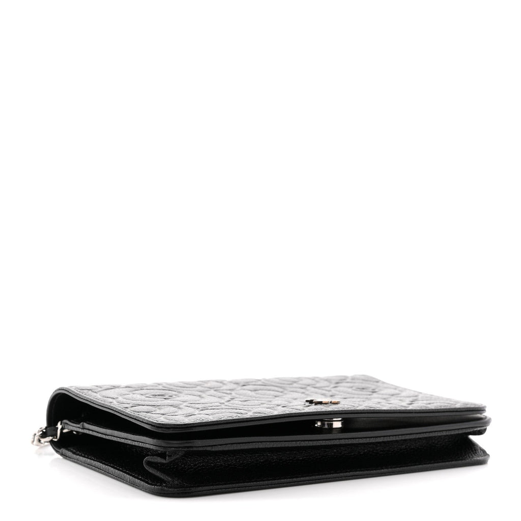 Caviar Camellia Embossed Wallet On Chain WOC Black