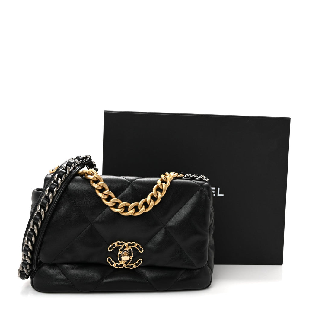 Lambskin Quilted Medium Chanel 19 Flap Black