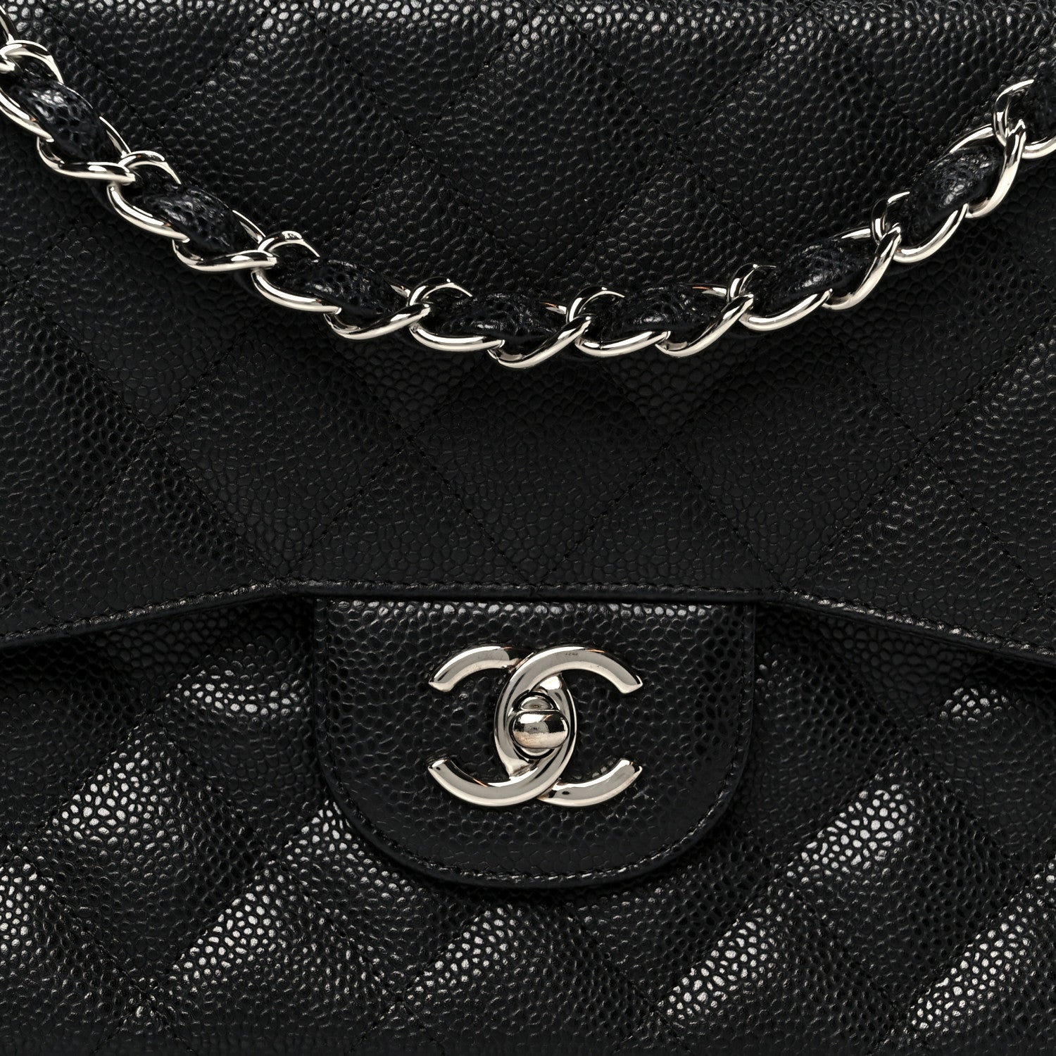 Caviar Quilted Jumbo Double Flap Black