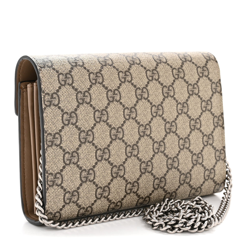 GG Supreme Monogram Mini Dionysus Chain Wallet Beige Taupe