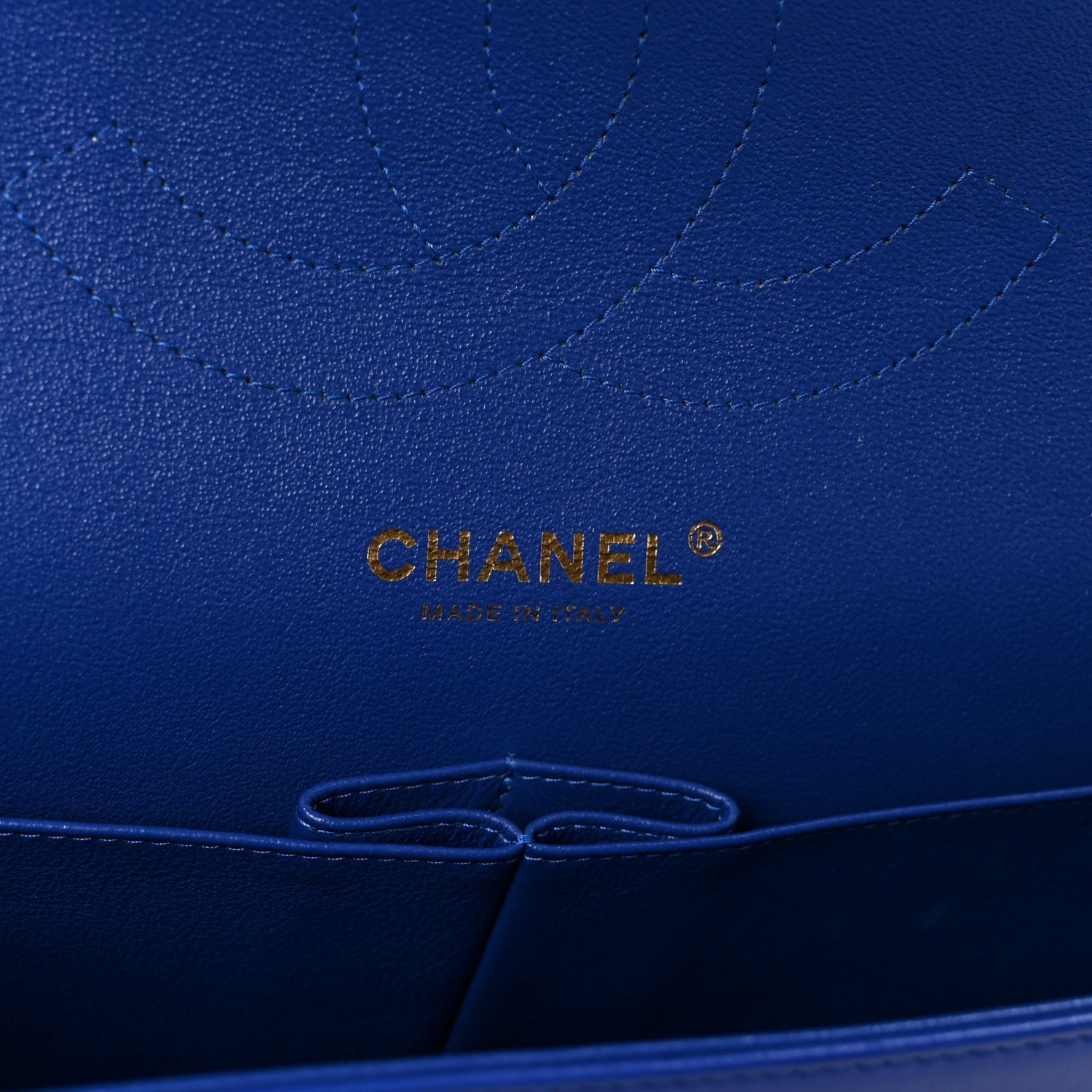 Lambskin Chevron Quilted Jumbo Double Flap Navy Blue