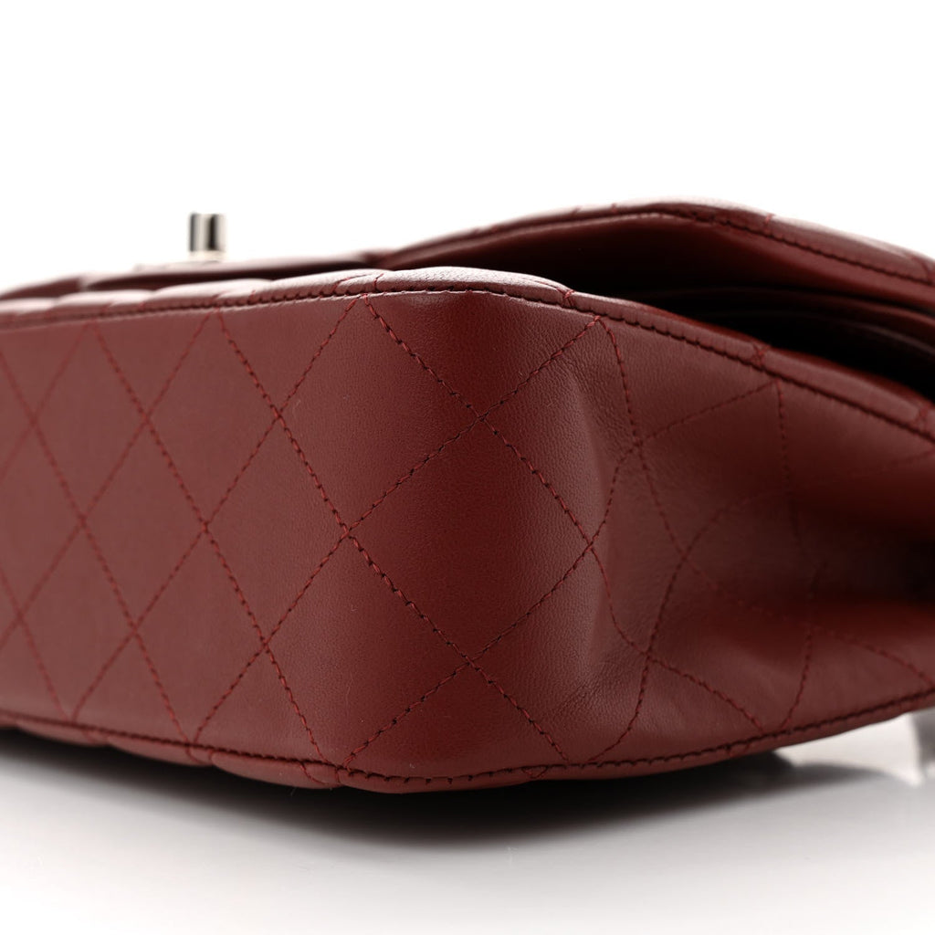 Lambskin Quilted Medium Double Flap Burgundy