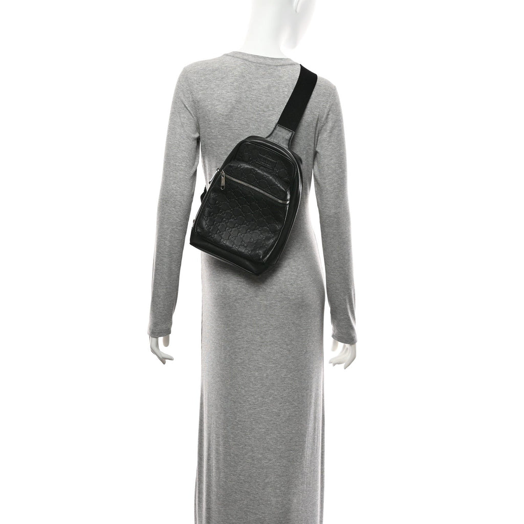 Guccissima Sling Backpack Black