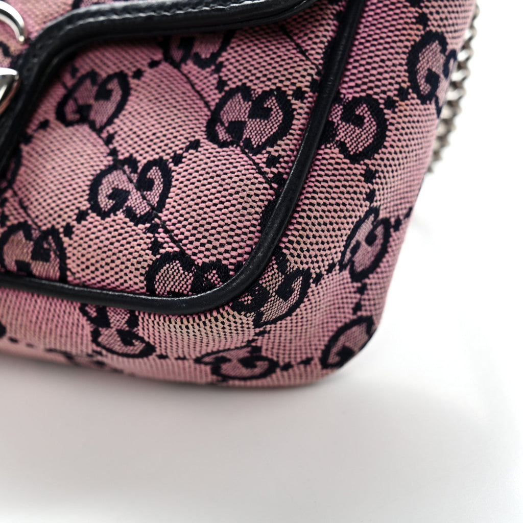 Monogram Multicolor Matelasse Diagonal Super Mini GG Marmont Shoulder Bag Pink Blue