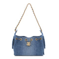 Washed Denim Quilted Mini Chanel 25 Handbag Blue