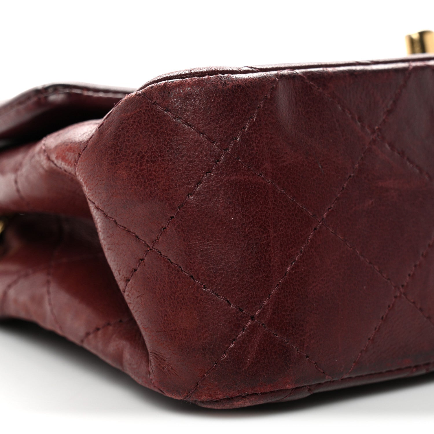 Lambskin Quilted Mini Rectangular Flap Burgundy