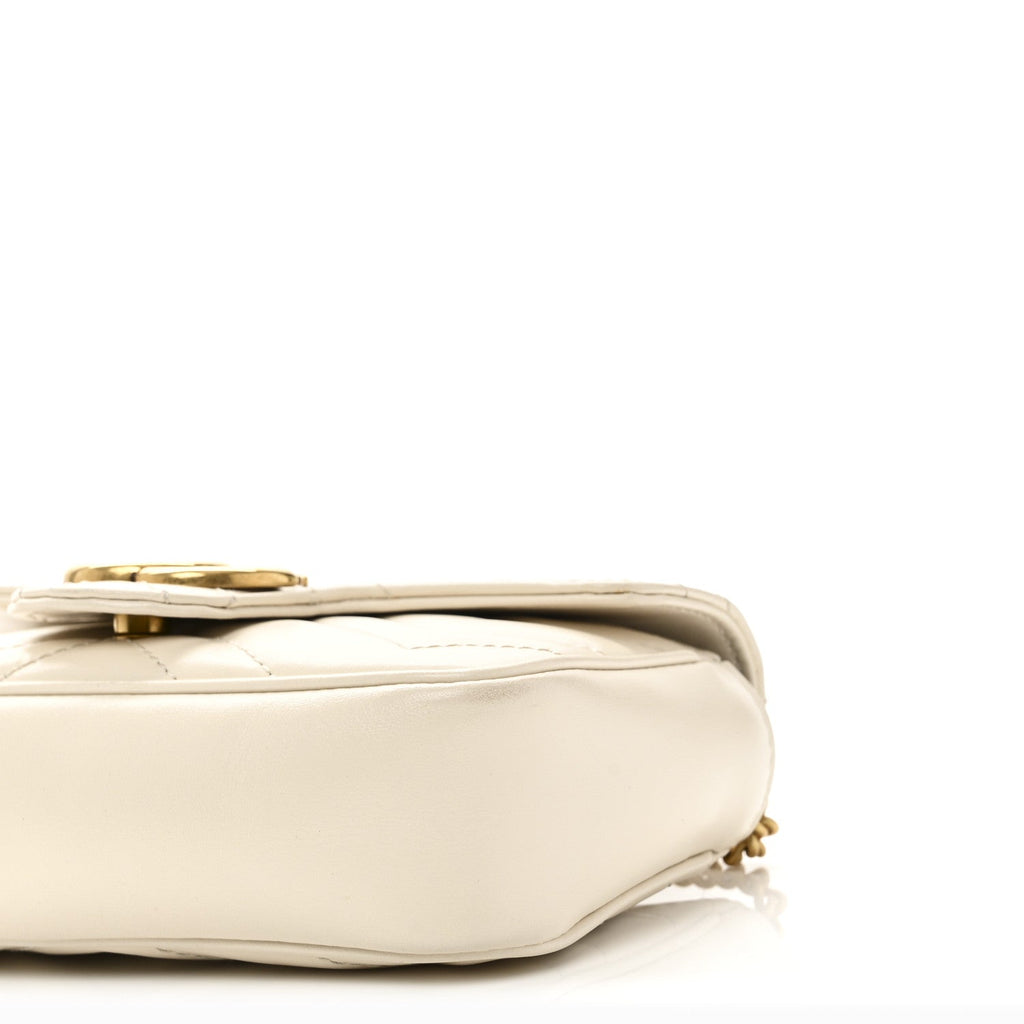 Calfskin Matelasse Super Mini GG Marmont Shoulder Bag White