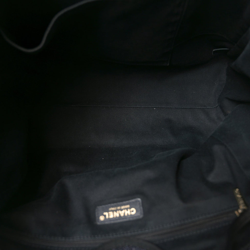 Woven Straw Raffia Large Deauville Tote Black
