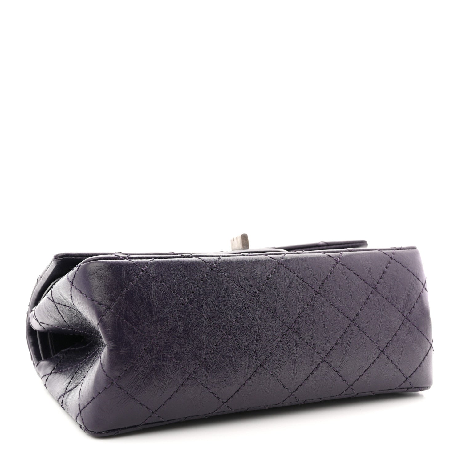 Aged Calfskin Quilted 2.55 Reissue Mini Flap Dark Purple