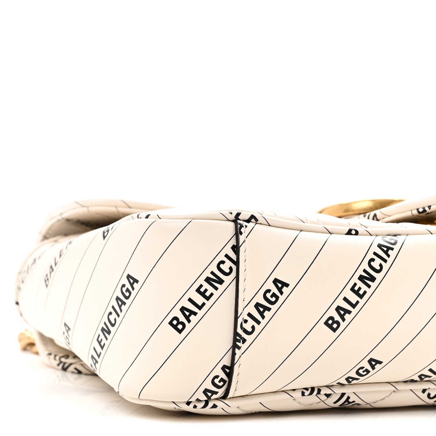 X BALENCIAGA Calfskin Matelasse Logo Print Small GG Marmont Shoulder Bag White