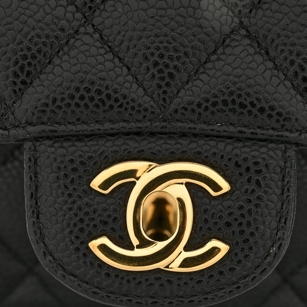 Caviar Quilted Medium Double Flap Black
