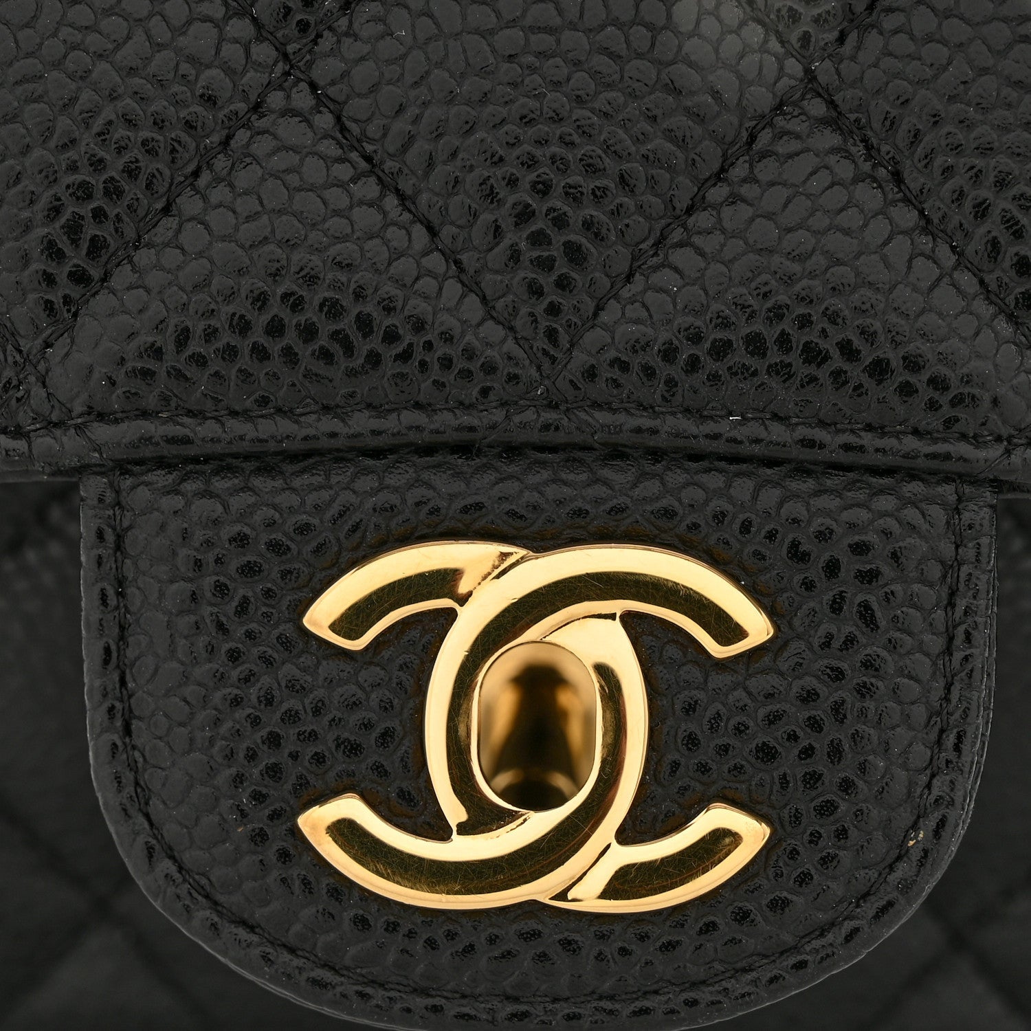 Caviar Quilted Medium Double Flap Black