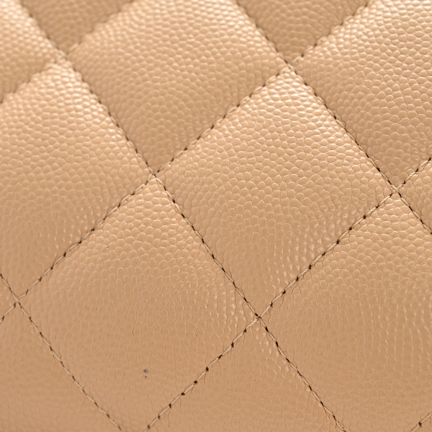 Caviar Quilted Jumbo Double Flap Beige