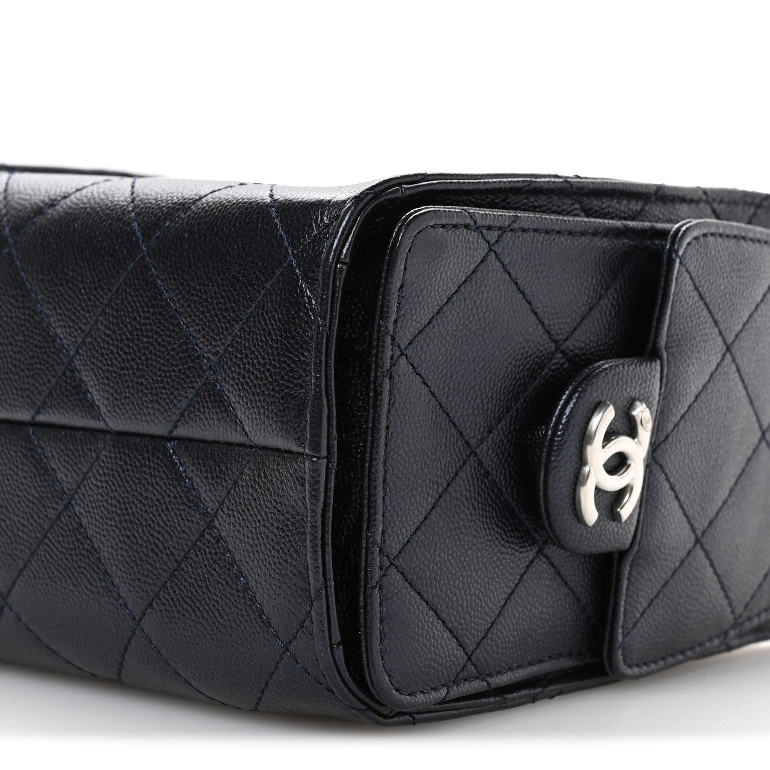 Metallic Caviar Quilted Mini Chanel 25 Handbag Dark Blue