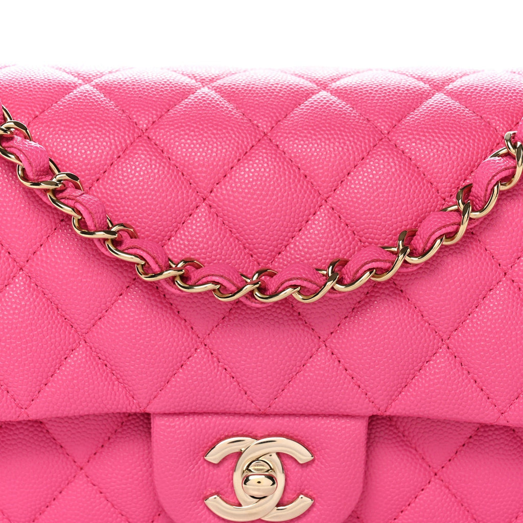 Caviar Quilted Medium Double Flap Dark Pink