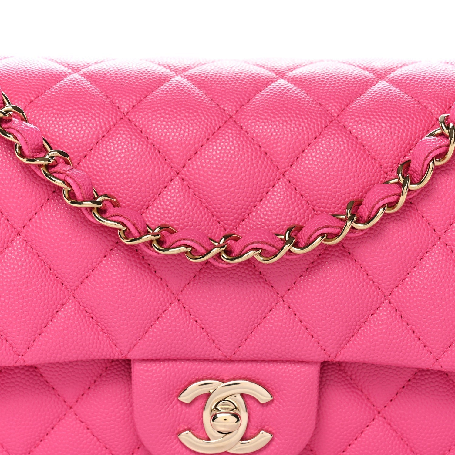 Caviar Quilted Medium Double Flap Dark Pink