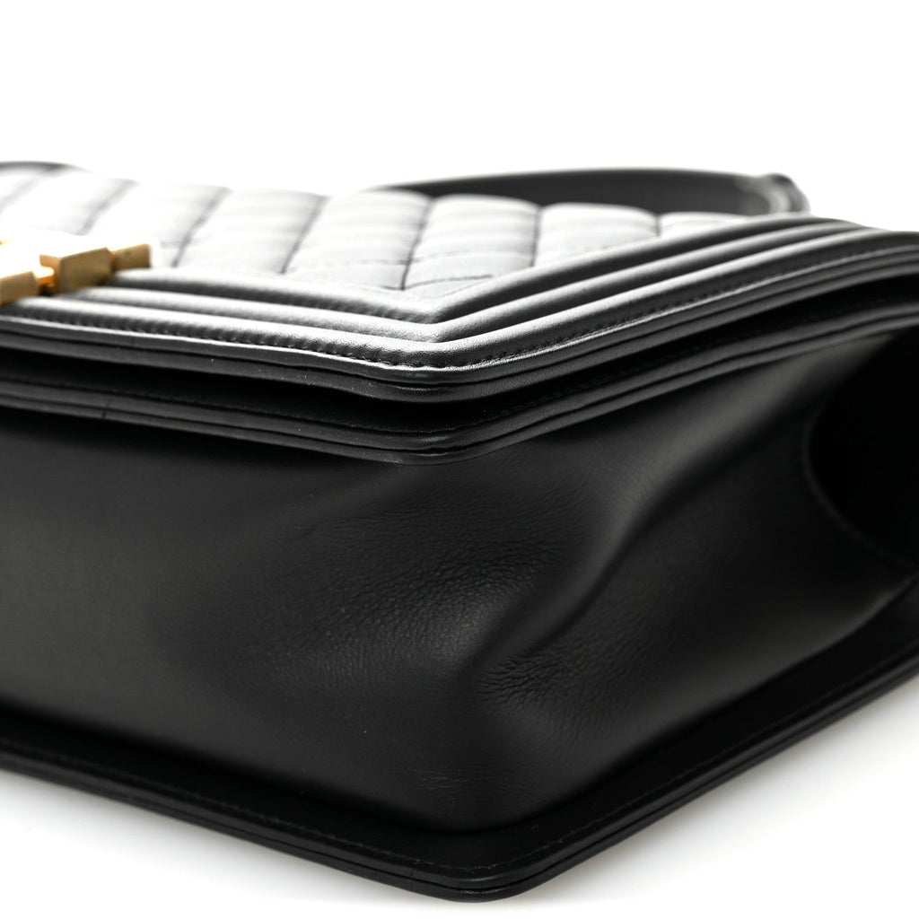Calfskin Quilted Medium Boy Flap Black