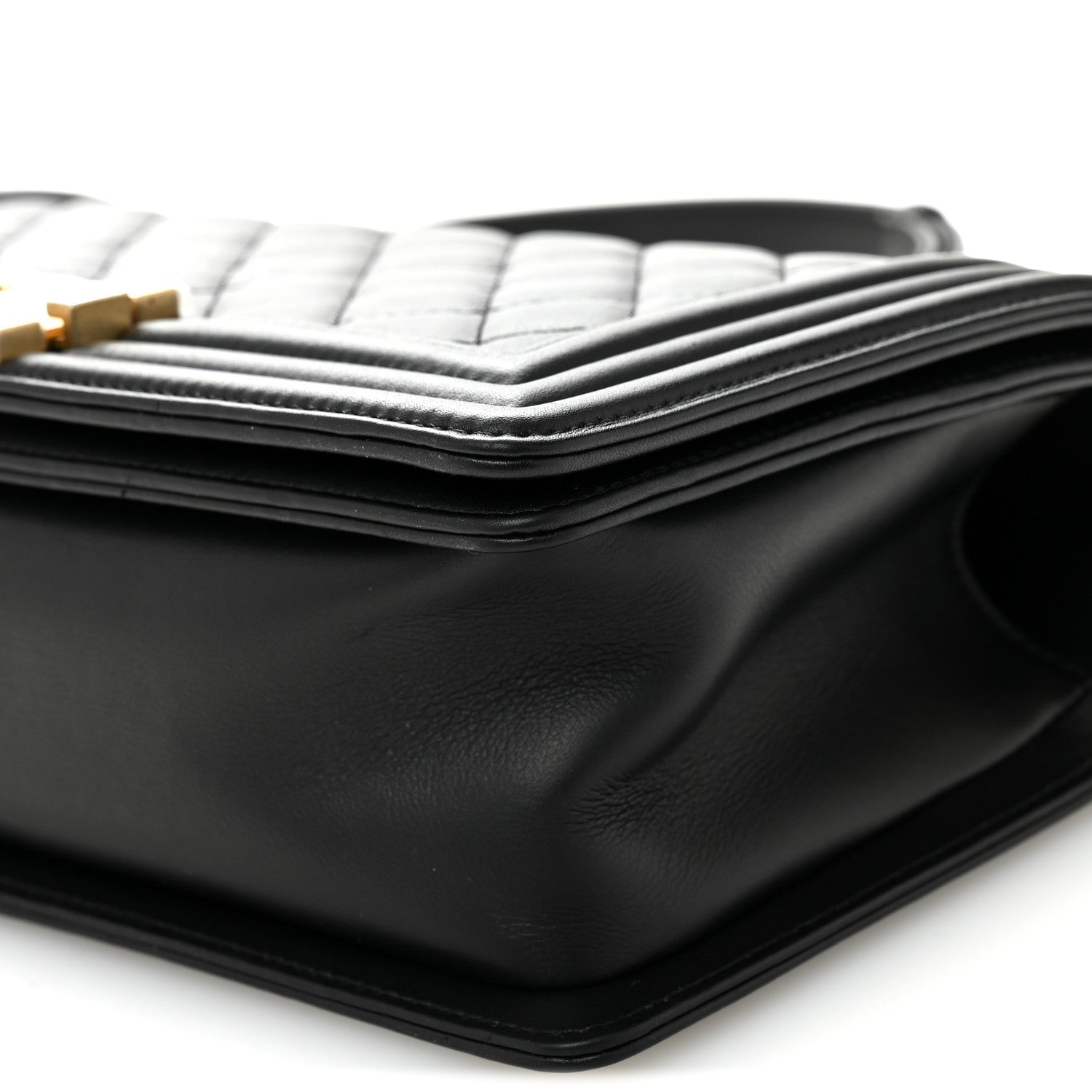 Calfskin Quilted Medium Boy Flap Black