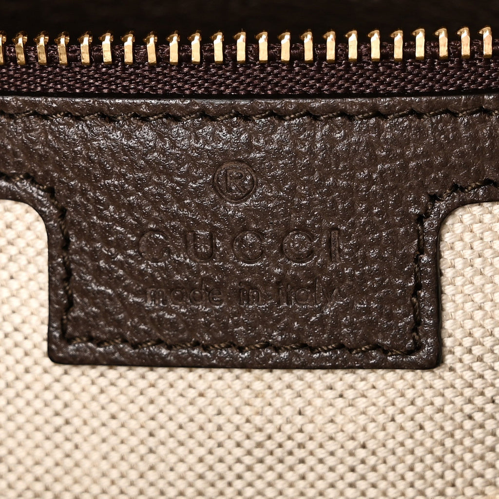 GG Supreme Monogram Textured Calfskin Web Super Mini Ophidia Shoulder Bag Beige Ebony New Acero