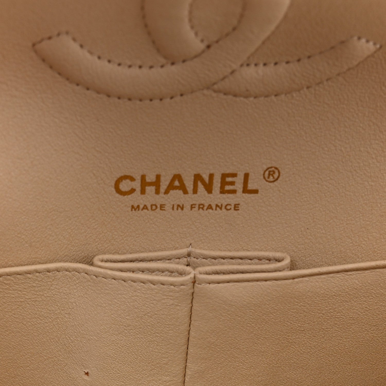 Caviar Quilted Medium Double Flap Light Beige