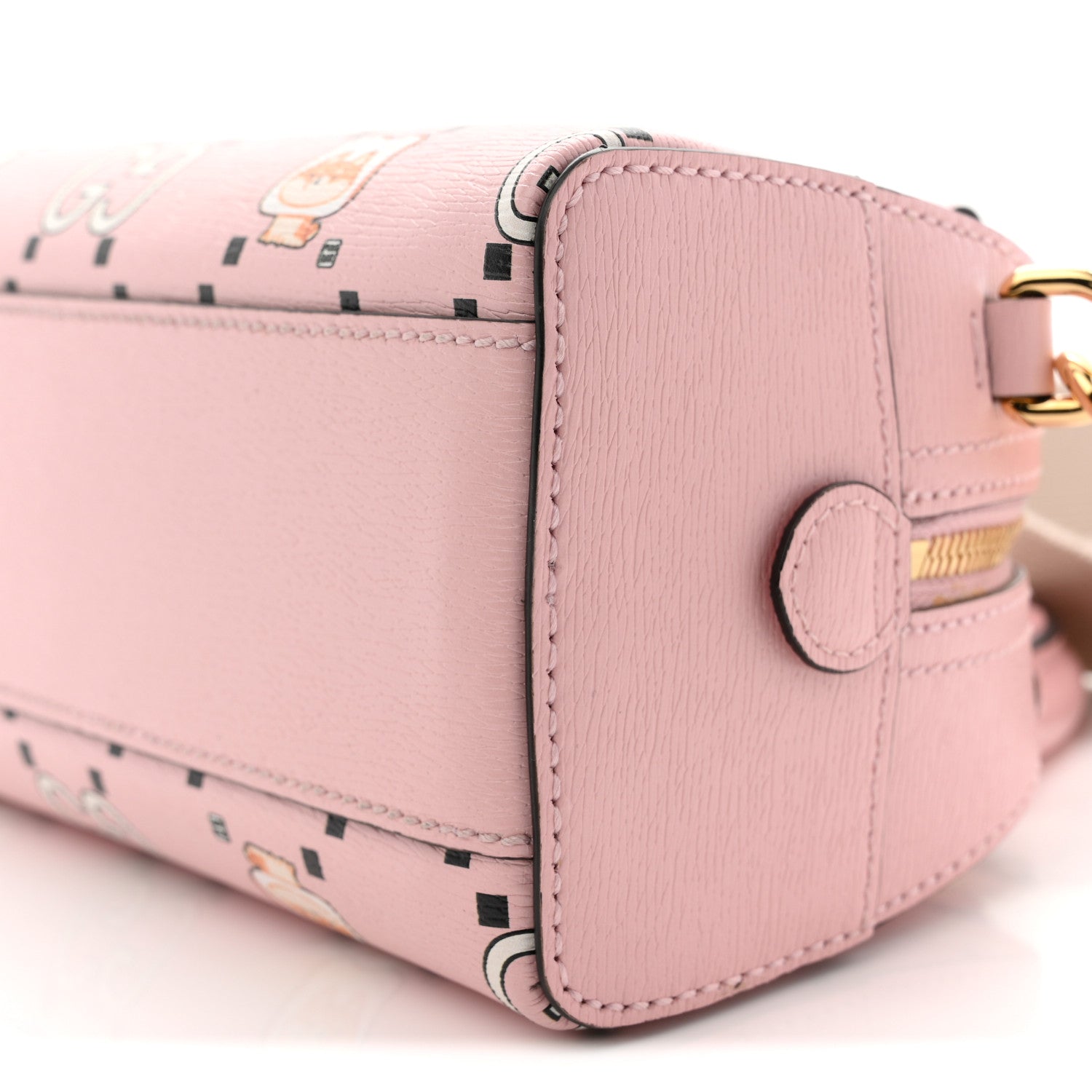 X PIKARAR Textured Dollar Calfskin Animal Print Mini Ophidia Top Handle Bowler Bag Pink Multicolor