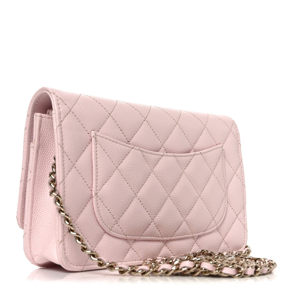 Caviar Quilted Wallet on Chain WOC Light Pink