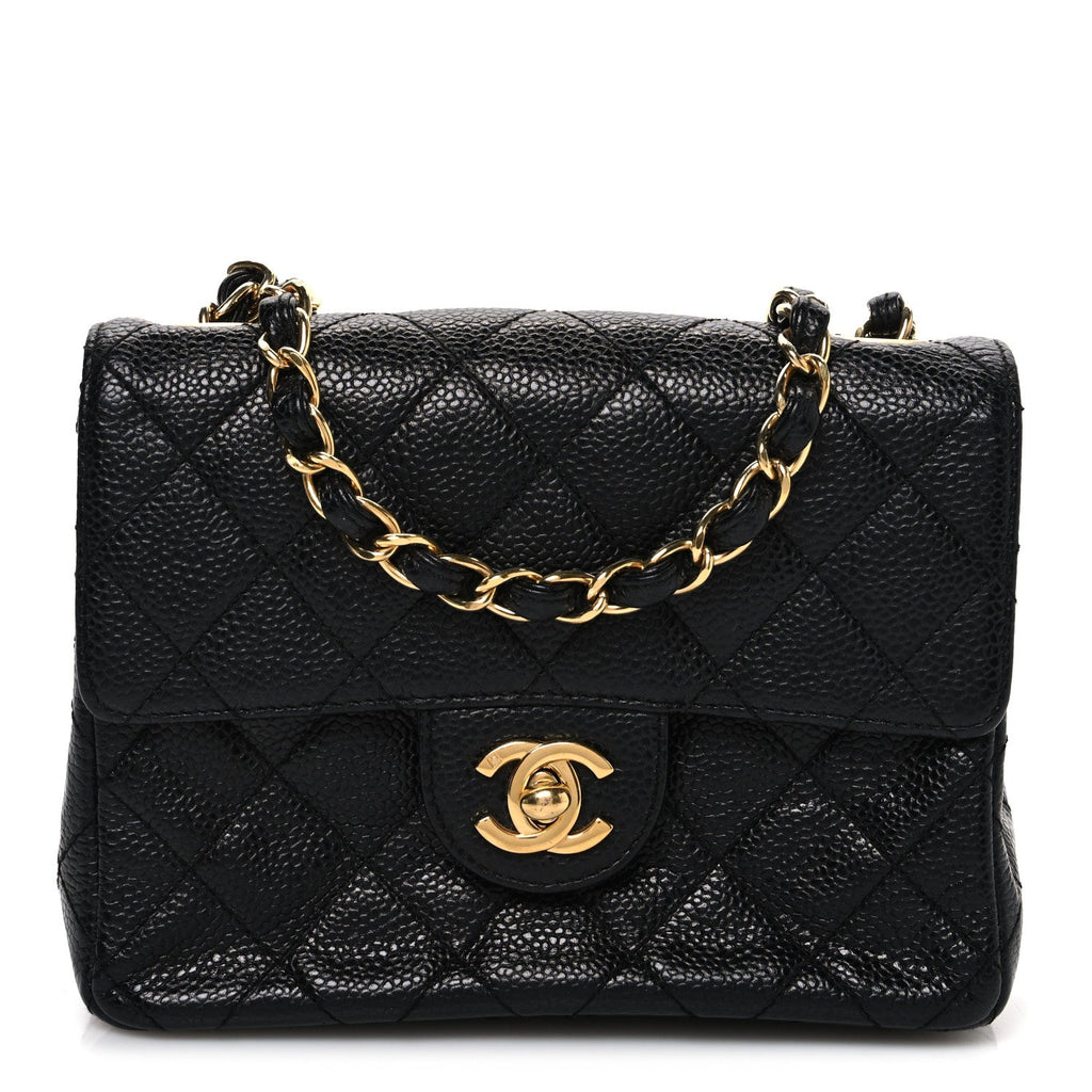 Caviar Quilted Mini Square Flap Black